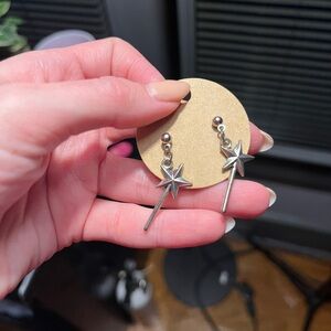 Silver Star Wand Earrings